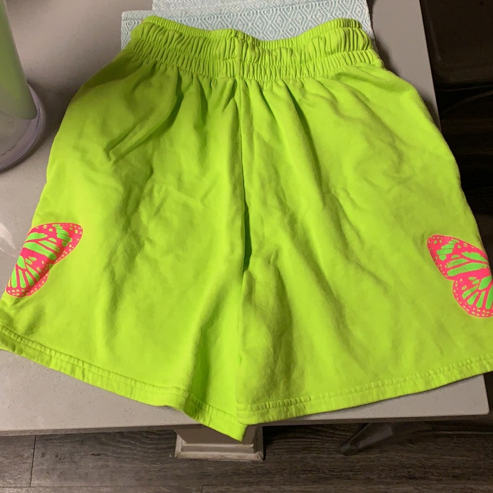 Frankies Bikinis Neon Green Sweatshorts - Picture 3 of 3